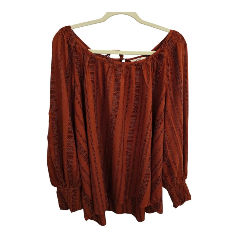 Women's Plus Size Rust Off-Shoulder Top By Terra & Sky